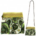 180425-GREEN MULTI CIRCLES / SINGLE SHOULDER / LONG STRAP MESSENGER HANDBAG